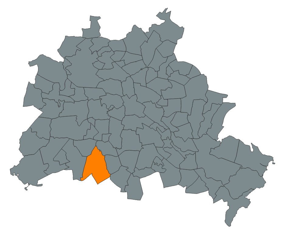Karte des Winterdienst-Einsatzgebiets in Berlin-Lichterfelde