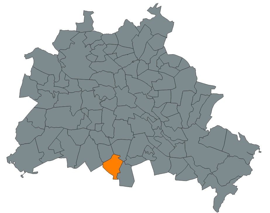 Karte des Winterdienst-Einsatzgebiets in Berlin-Marienfelde
