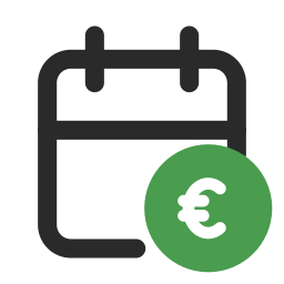 Icon Kalender mit Euro – pünktliche Gehaltszahlung