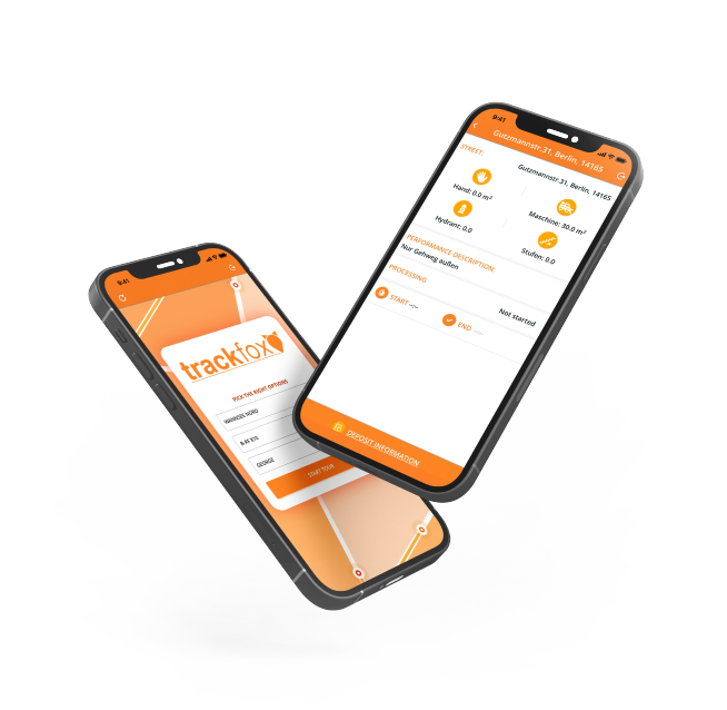 Trackfox App von GPS Berlin – Winterdienst-Software auf dem Smartphone mit Einsatzsteuerung und Nachweis