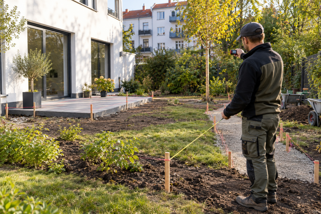 Aufmaß und Planung für ein Gartenprojekt in Berlin