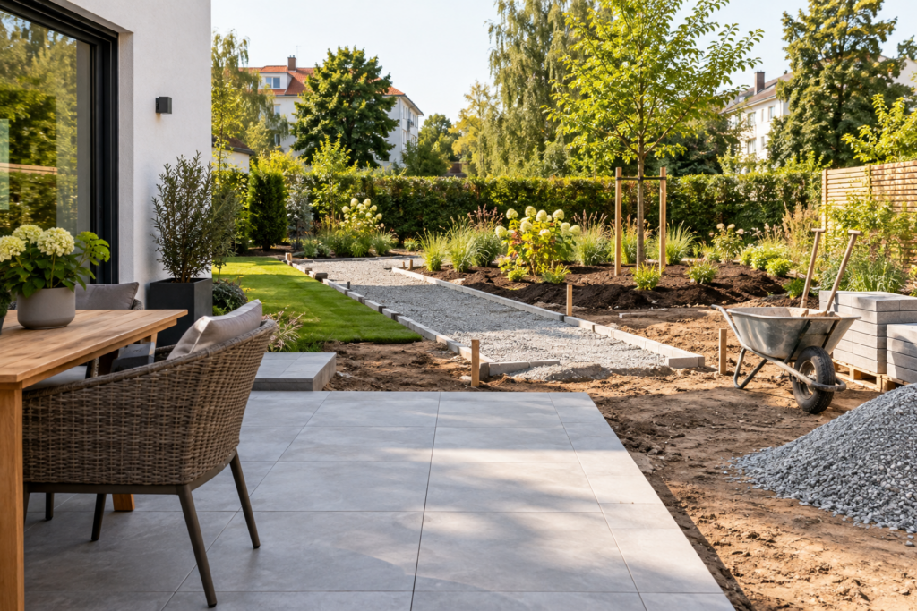 Geordneter Bauablauf bei einer Gartengestaltung